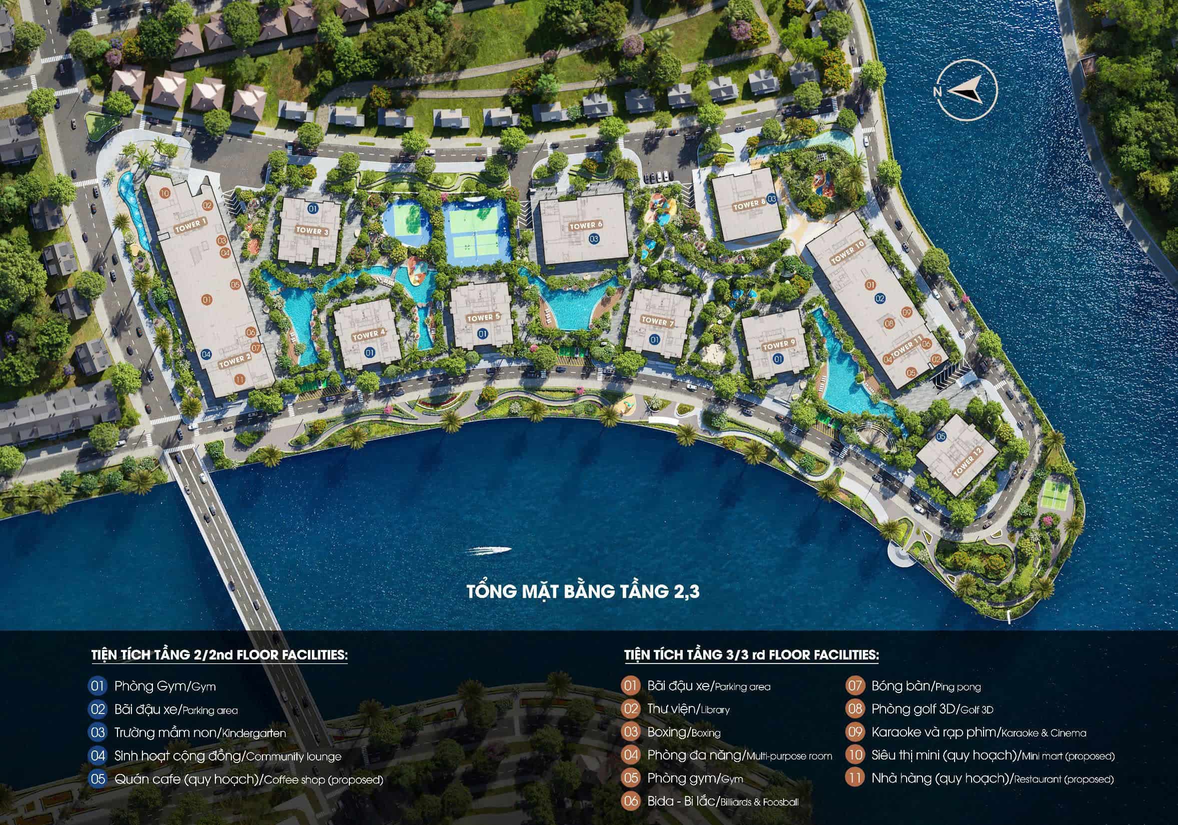 Mặt bằng tiện ích căn hộ The Prive tầng 2 - 3