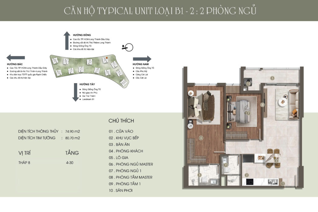 Thiết kế căn 3PN dự án The Prive Quận 2