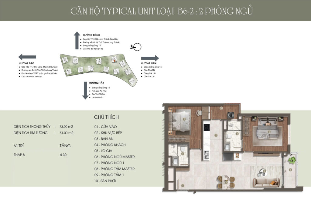 Thiết kế căn 3PN dự án The Prive Quận 2